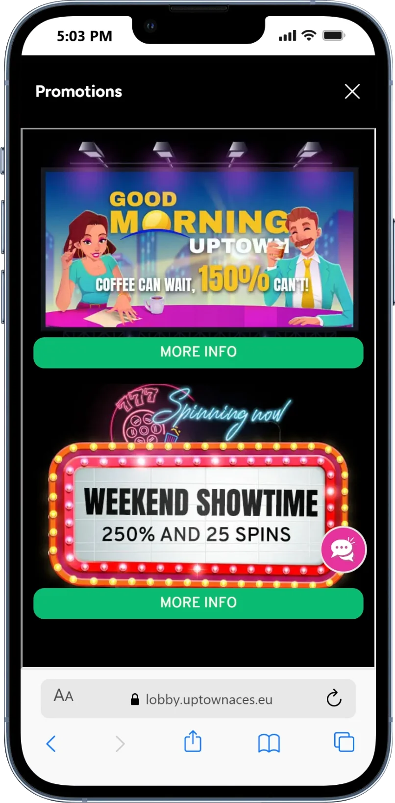 UpTown Aces - instant withdrawal casino on mobile